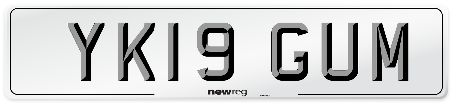 YK19 GUM Number Plate from New Reg